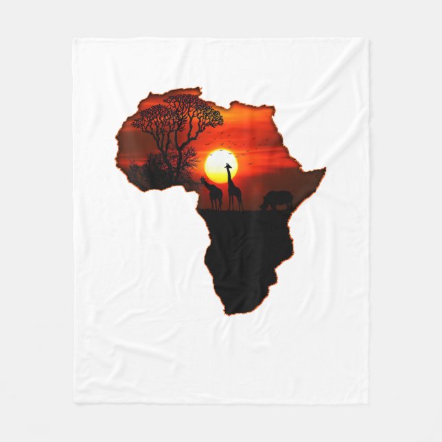 Afrika T Shirt Karta i Afrika Sydafrikanska Sol Fleecefilt (Framsidan)