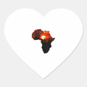 Afrika T Shirt Karta i Afrika Sydafrikanska Sol Hjärtformat Klistermärke