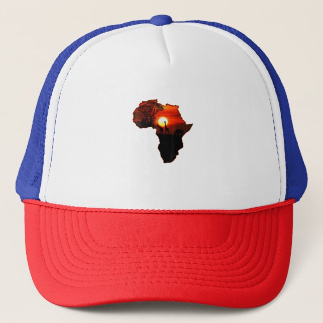 Afrika T Shirt Karta i Afrika Sydafrikanska Sol Keps (Framsida)