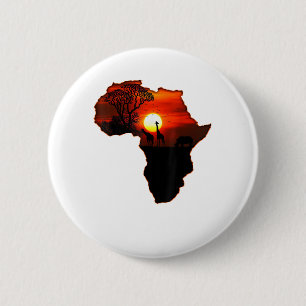 Afrika T Shirt Karta i Afrika Sydafrikanska Sol Knapp