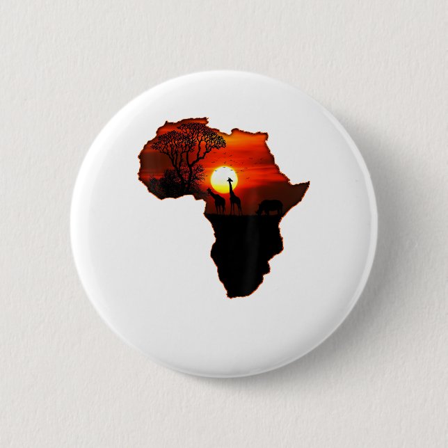 Afrika T Shirt Karta i Afrika Sydafrikanska Sol Knapp (Framsida)