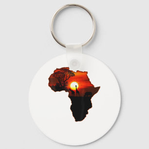 Afrika T Shirt Karta i Afrika Sydafrikanska Sol Nyckelring