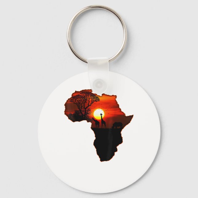 Afrika T Shirt Karta i Afrika Sydafrikanska Sol Nyckelring (Framsida)