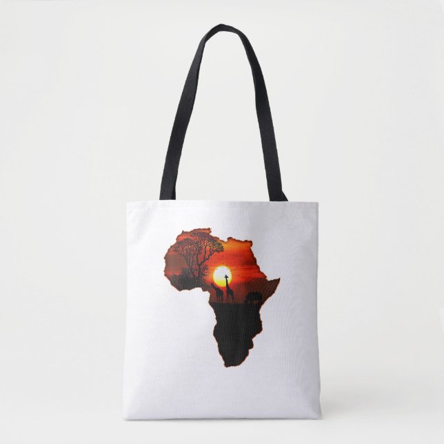 Afrika T Shirt Karta i Afrika Sydafrikanska Sol Tygkasse (Framsida)