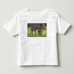 Afrika. Tanzania. Stäppzebra mamma och unge Tee Shirt