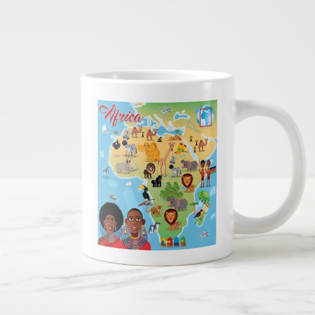Afrika Tecknad Karta Jumbo Mugg (Höger)