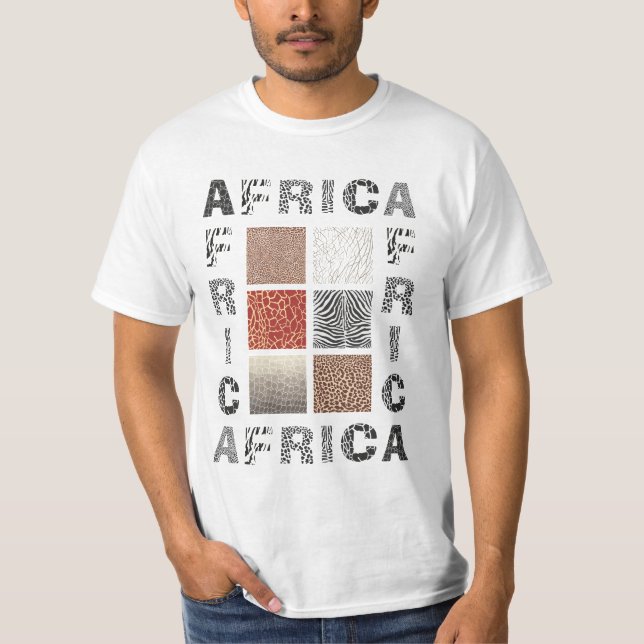 Afrika - text och strukturvilddjur t shirt (Framsida)