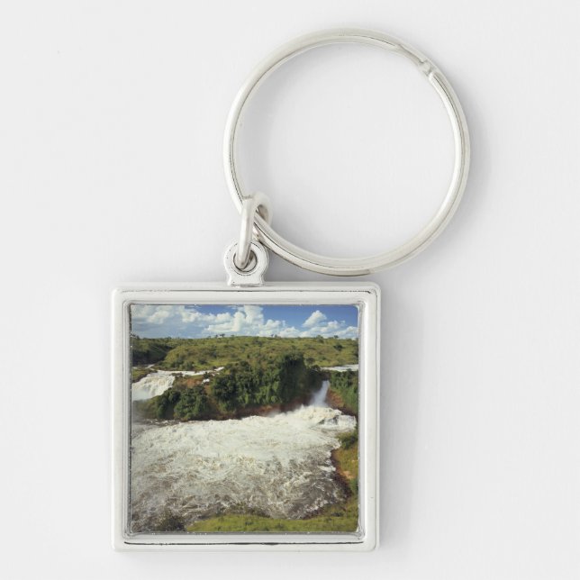 Afrika, Uganda, Murchison Falls NP. Den skummande Fyrkantig Silverfärgad Nyckelring (Framsidan)