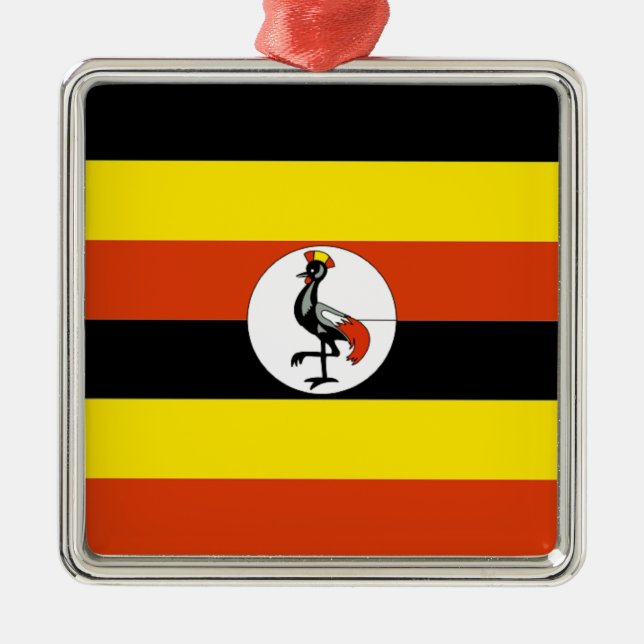 Afrika:Ugandas Flagga Julgransprydnad Metall (Framsidan)