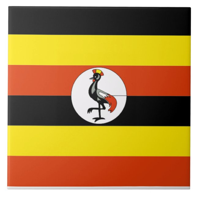 Afrika: Ugandas Flagga Kakelplatta (Framsidan)