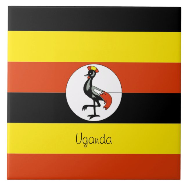 Afrika: Ugandas Flagga Kakelplatta (Framsidan)