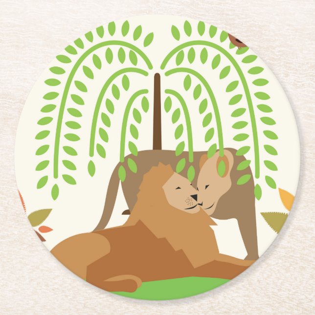 Afrika Underlägg Papper Rund (Framsidan)