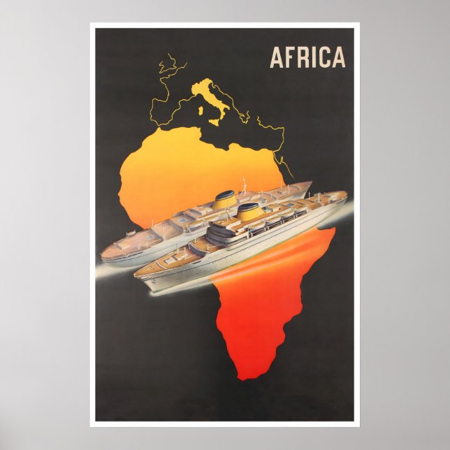 Afrika Väggkonst Resa Affisch Afrikansk Kryssning  (Framsidan)
