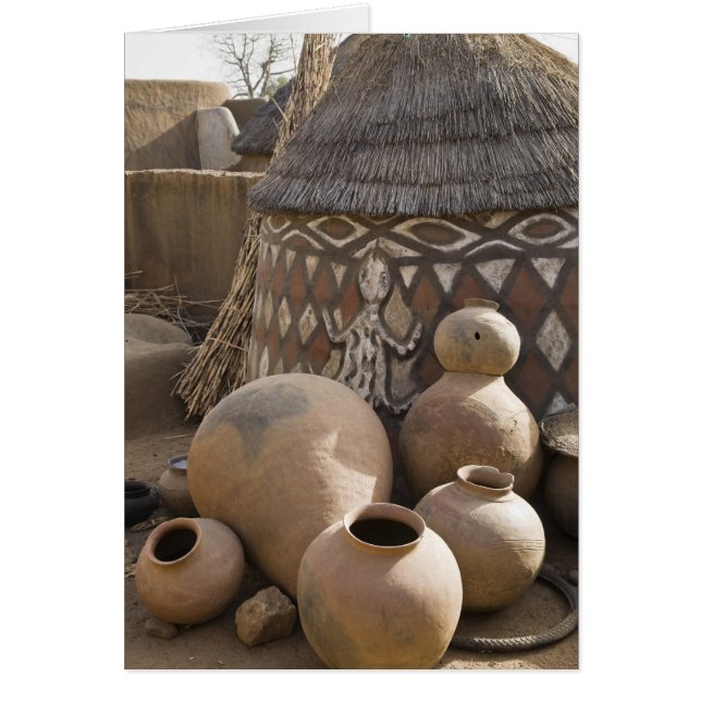 Afrika, Väster Afrika, Ghana, Sirigu. Handgjorda Hälsningskort (Framsidan)
