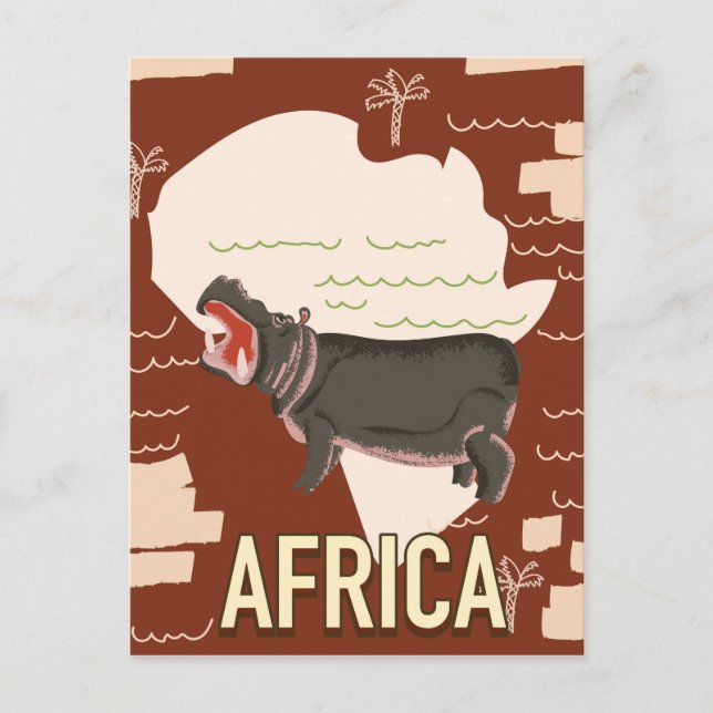 Afrika vintage resemapp. vykort (Framsida)