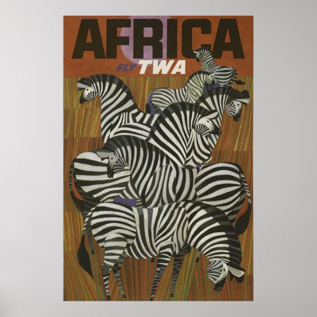 Afrika Vintage Resemotiv Affisch Zebra Safari (Framsidan)
