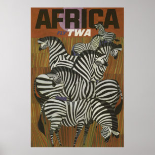 Afrika Vintage resor Poster Zebra Safari