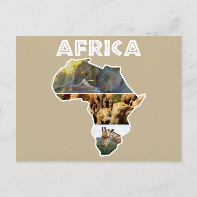 Afrika Wildlife Continent Collage Helg Vykort (Framsida)
