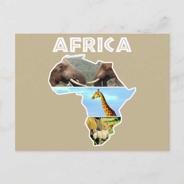 Afrika Wildlife Continent Collage Helg Vykort (Framsida)