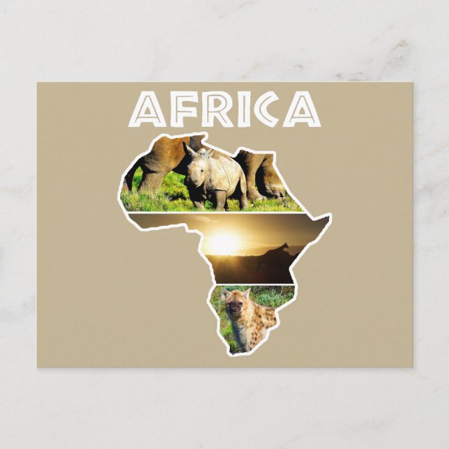 Afrika Wildlife Continent Collage Helg Vykort (Framsida)