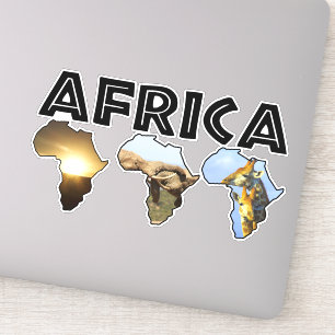 Afrika Wildlife Continent Trio Black Text Klistermärken