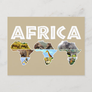 Afrika Wildlife Continent Trio Collage Helg Vykort
