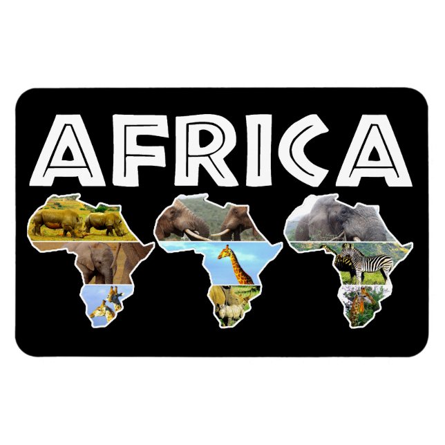 Afrika Wildlife Continent Trio Collage Magnet (Horisontell)