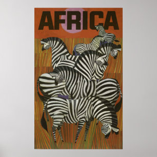 Afrika Zebra Vintage resor Poster