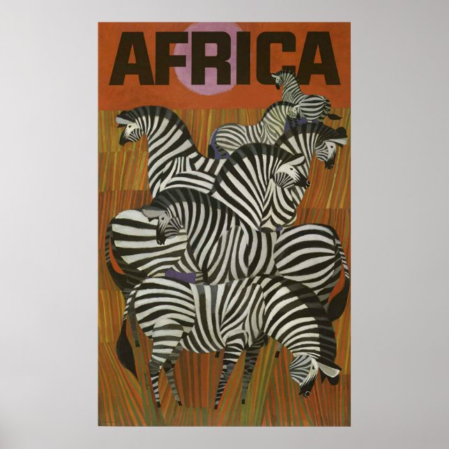 Afrika Zebra Vintage resor Poster (Framsidan)