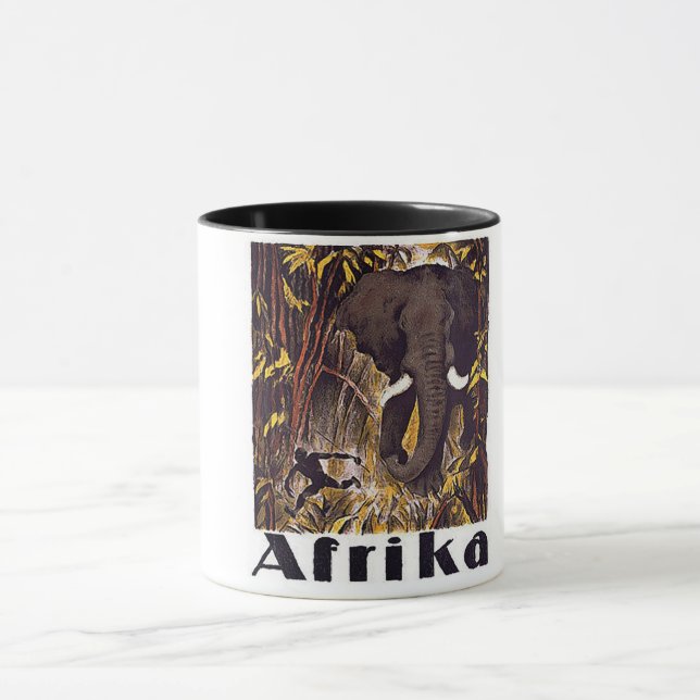 Afrikaelefantvintage affisch mugg (Center)