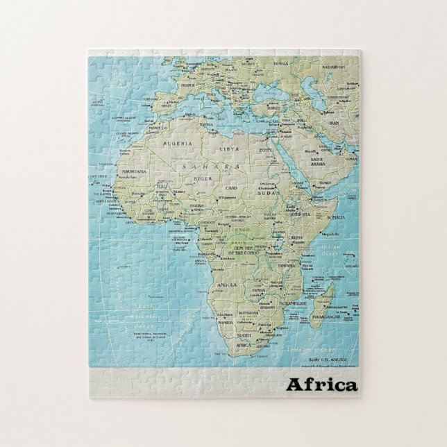 Afrikageografikarta: Ett pussel (Vertikal)