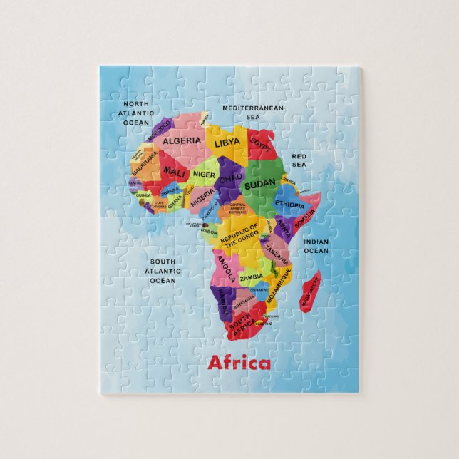 Afrikakarta akvarell konstpussel pussel (Vertikal)