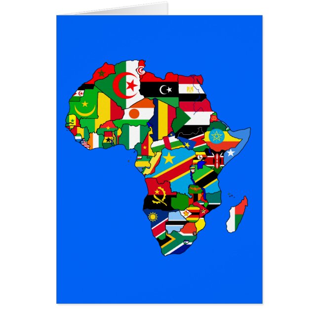 Afrikakarta av för landflagga för afrika den hälsningskort (Framsidan)