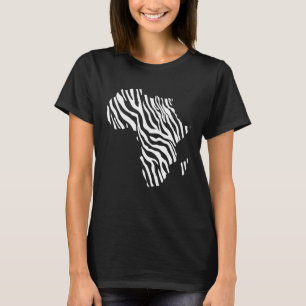 Afrikakarta fylld med zebra vita ränder tryck P T Shirt