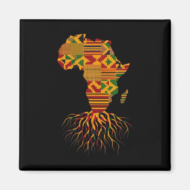 Afrikakarta Kente Juneteenth afroamerikansk svart Magnet (Framsidan)