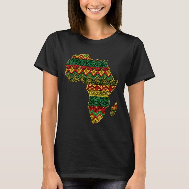Afrikakarta Kente Juneteenth afroamerikansk svart T Shirt (Framsida)
