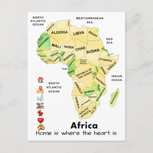 Afrikakarta Personalisera Anpassad Vykort (Framsida)