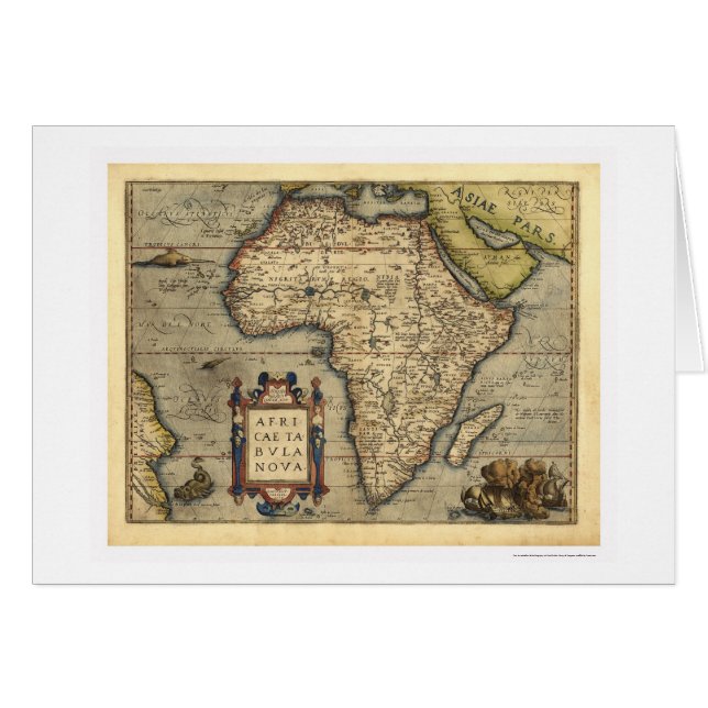 Afrikakarta vid Ortelius 1570 Hälsningskort (Framsidan Horizontal)
