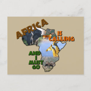 Afrikan anropar Wildlife Collage Vykort