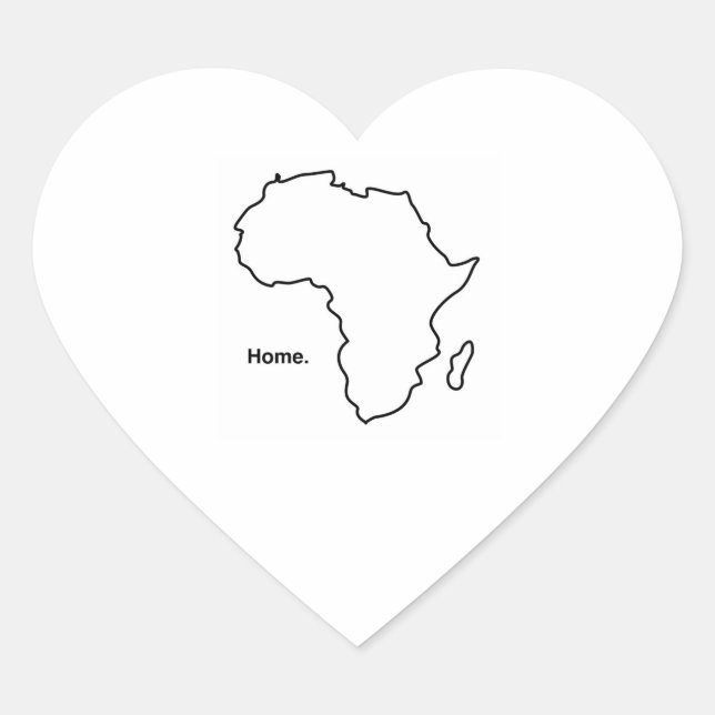 Afrikan är Hemetikett Hjärtformat Klistermärke (Framsida)