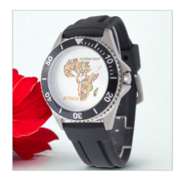 Afrikan Flagga Karta i den moderna namnpanelen Armbandsur