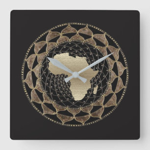 Afrikan i ett guld och brons motiv fyrkantig klocka