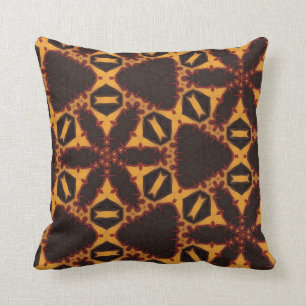 Afrikan inspirerad bruntgultOchre Burgundy Kudde