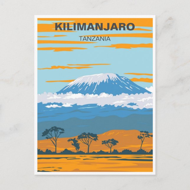 Afrikan Kilimanjaro Tanzania  för återmontering av Vykort (Framsida)