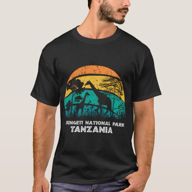 Afrikan Safar i nationalparken Tanzania i Serenget T Shirt (Framsida)