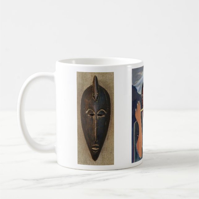 Afrikanen maskerar & afrikanen inspirerade bilden kaffemugg (Vänster)