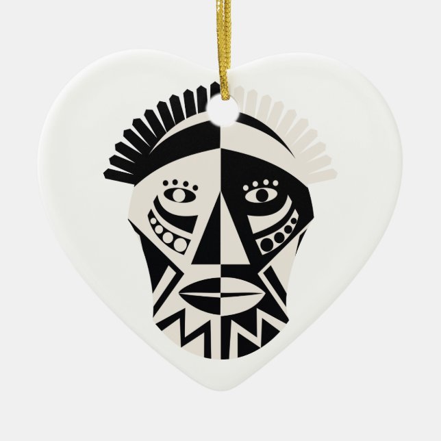 Afrikanen maskerar primitiv folk konst julgransprydnad keramik (Framsidan)