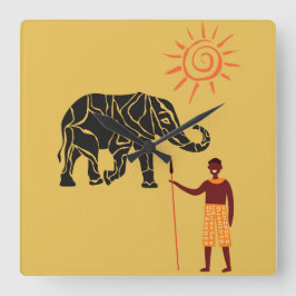 Afrikans solnedgång. fyrkantig klocka