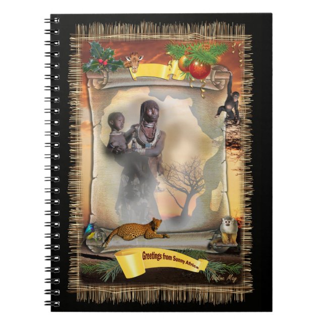 Afrikans uttryck anteckningsbok med spiral (Framsidan)