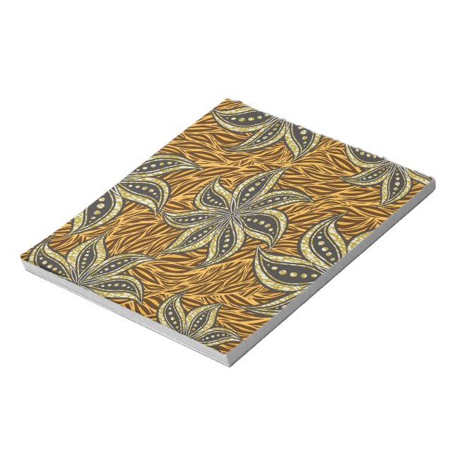 Afrikansk Abstrakt Blommigt Batik Stil Anteckningsblock (Roterad)